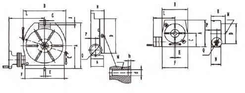 HV4, HV6, HV8, HV10 Rotary table dimensions