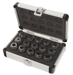 ER25 Set of collets in aluminum case